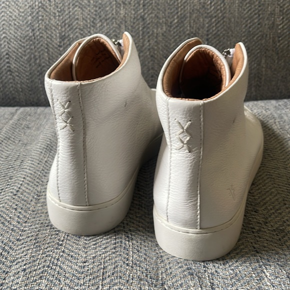 Frye Women's Lena Topstitched Platform White Leather Zip Up High Top Sneaker 10M - Picture 3 of 16